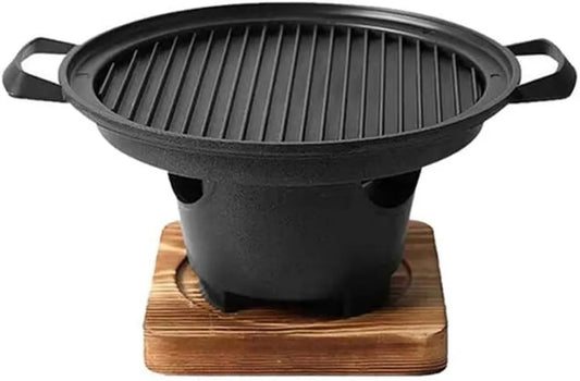 Gril de Table Japonais Yakiniku avec Base en Bois (21,5 cm)