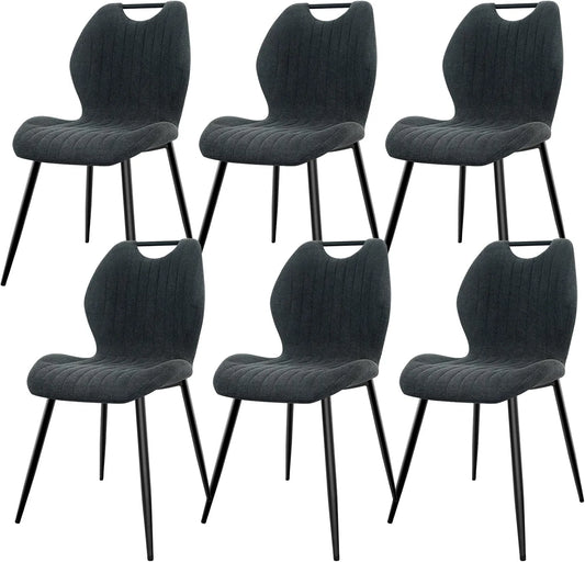 Chaise: en métal, revêtement en tissu, avec dossier, Lot de 6, gris