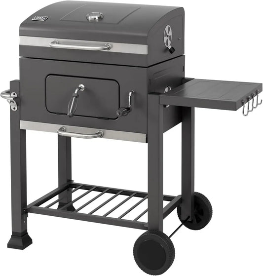 Barbecue au Charbon avec Chariot et Accessoires - Grill Réglable