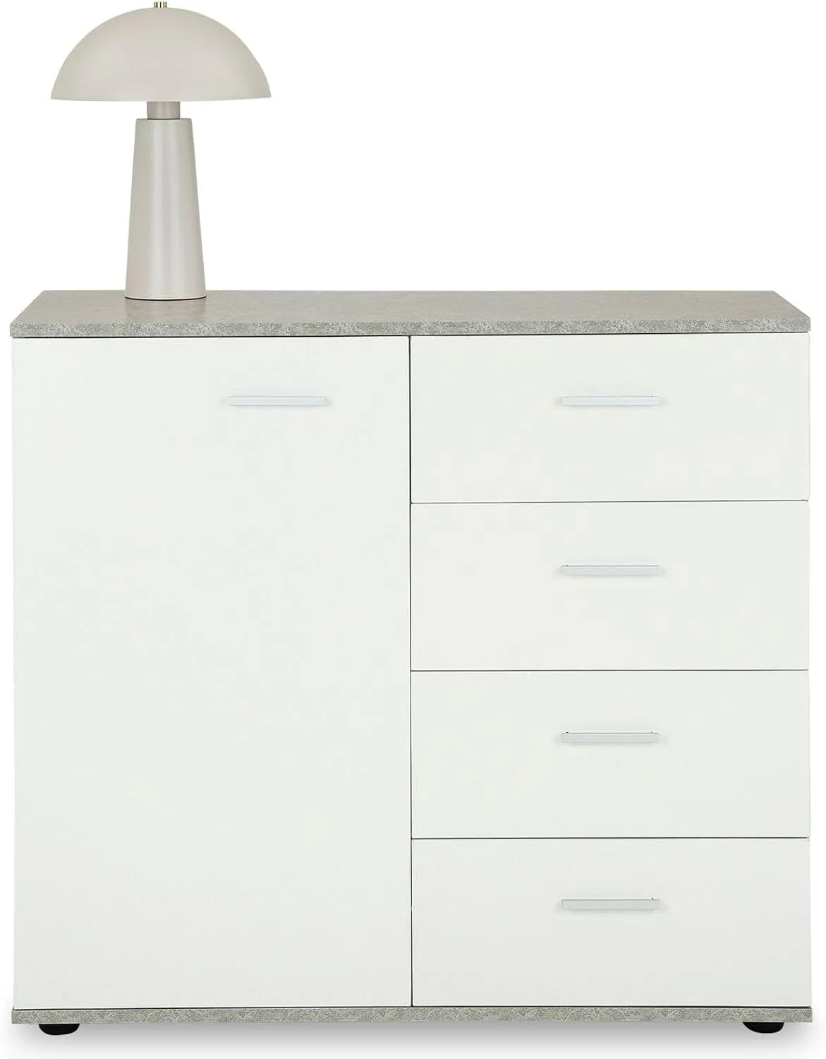 Buffet et meuble de rangement Salle à Manger Chicago L 91 cm en Bois — avec rangement, avec tiroirs, 1 Porte, 4 tiroirs, blanc