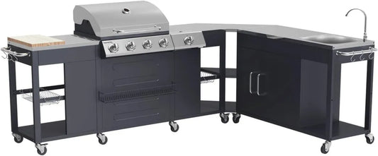 Cuisine d'extérieur en angle Texas avec 5 Brûleurs 17,2 KW