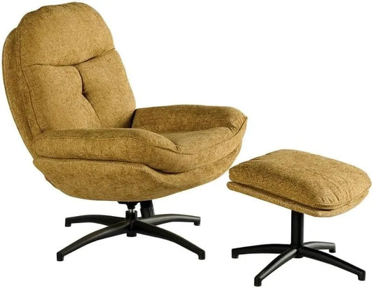 Fauteuil et chaise rembourrée Vintage inclinable Moutarde Confort avec Repose-Pieds Casita Branson – réglable, 95 cm