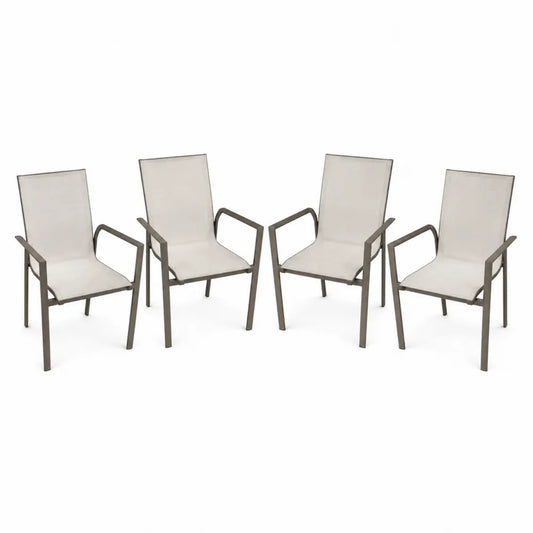 Ensemble de 4 chaises en métal et tissu beige