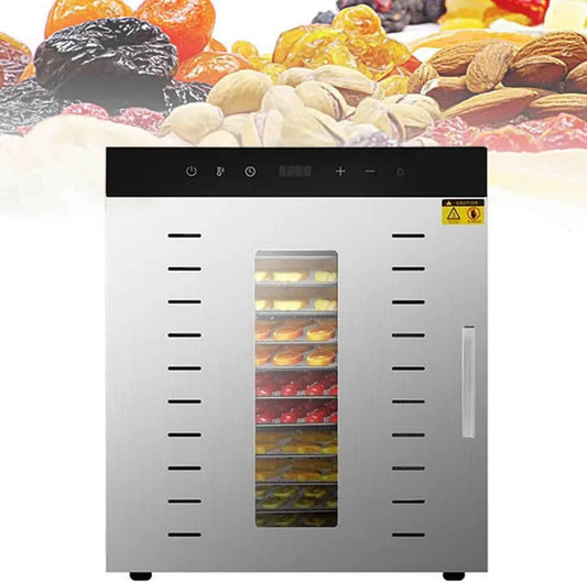 séchoir, déshydrateur alimentaire, 1000 W, professionnel, 2 zones de température, acier inoxydable, 12 plateaux, pour fruits