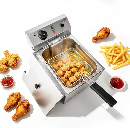 Cuve Simple, en Acier Iinoxydable, pour Hakka Friteuses électriques Professionnelles, Grande Capacité 13 L, 220V, 3000W, Avec égouttoir, Panier et
