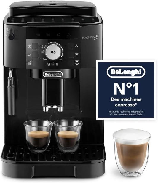 De'Longhi ECAM22.110.B Machine à café automatique, noir, Expresso et Cappuccino, Fonction 2 Tasses, Mousseur à Lait Manuel, Commandes à Boutons