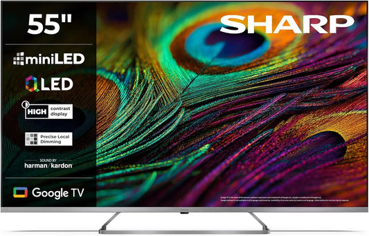 Google 55JP7265E Smart TV, 55 pouces, téléviseur, 4K UHD, QLED, son Dolby, HDMI, sans cadre, Dolby Atmos, Dolby Vision, 1 avec eARC, SHARP 55JP7265E