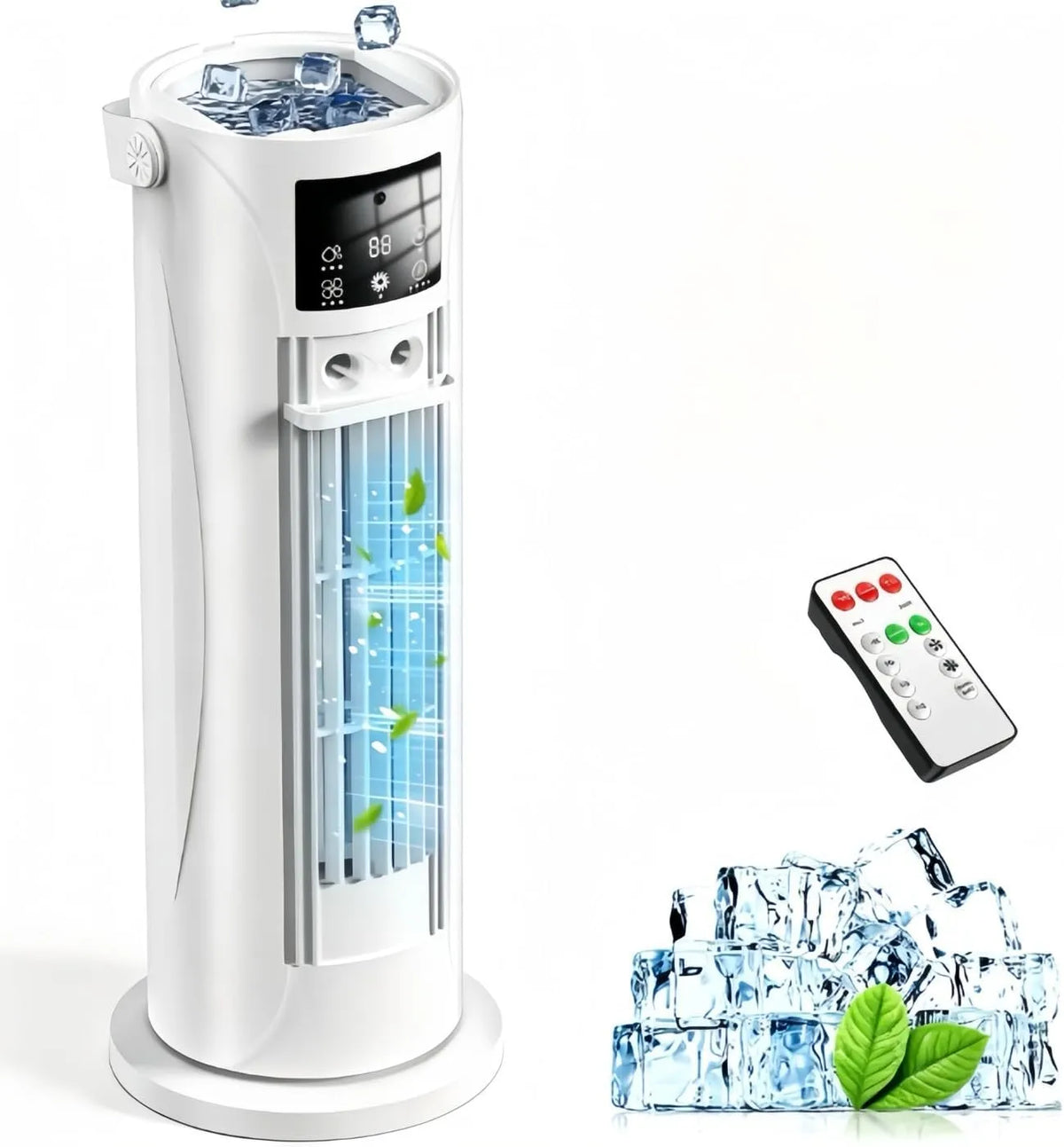 Climatiseur, 28 dB, minuteur, oscillation, effet 3D, silencieux, blanc, 4 Vitesses Vent Naturel 3D Sommeil, 2 Brumisations, Rafraîchisseur d'Air 4 en