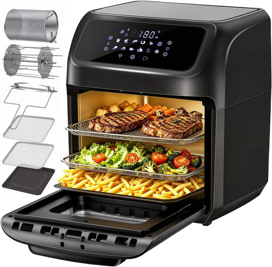 Four électrique, 12 L, 1800 W, 12 programmes, compact, LLIVEKIT 12L Friteuse à Air Chaud, 7 Sortes d'Accessoires, Barbecue, 12 Fonctions, Mini Four