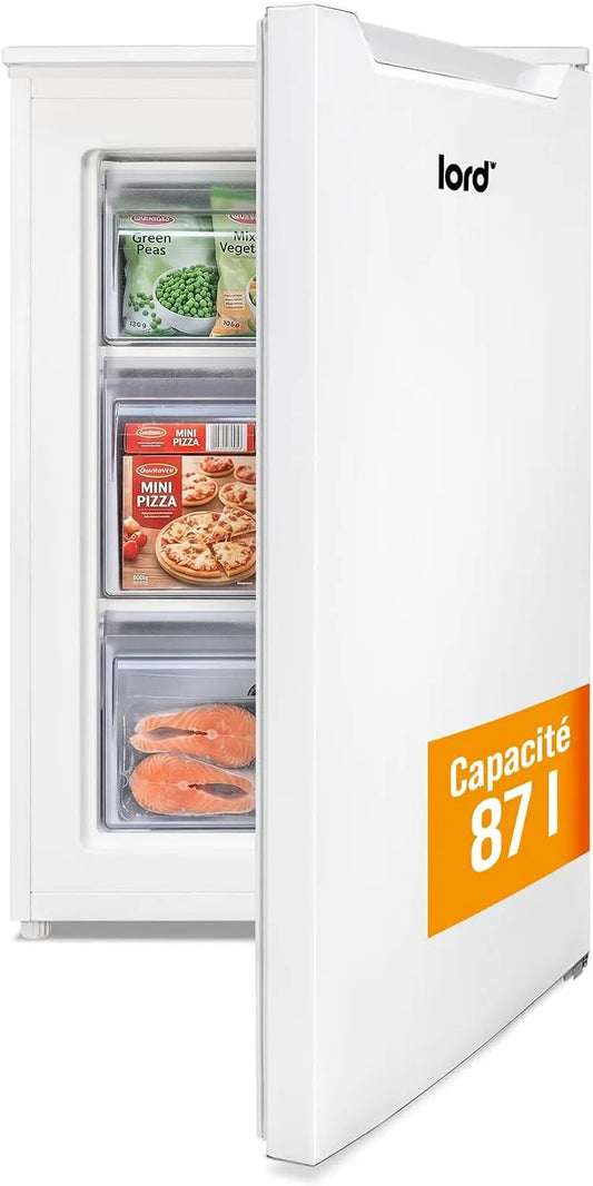 Congélateur kg, 24h, 87 L, 37 dB, classe énergétique C, pose libre, Inverter, armoire congélateur, 3 tiroirs, 4 kg, porte réversible