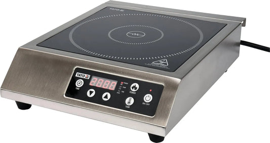 Plaque à induction, 3500 W, table de cuisson à induction, professionnel, acier inoxydable, YATO Plaque de cuisson à induction numérique