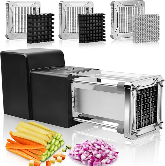 Concombres, Coupe Frites Electrique, Sopito Coupe Frite Professionnel en Inox avec Lames de 6 mm, 9 mm et 12 mm, Carottes et Courgettes