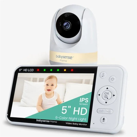 HD 5 Machine à Son, Babyphone, Caméra, moniteur vidéo pour bébé, Wi-Fi, blanc, pour Bébé avec Bruit Blanc et Berceuses
