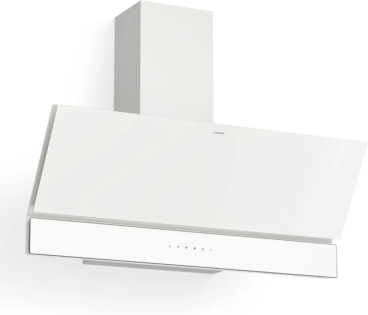 Klarstein Hotte aspirante, 90 cm, 820 m3/h, hotte de cuisine, 3 vitesses, Boost, tactile, silencieux, blanc, LED, Silencieuse, A++ Énergie, Commandes