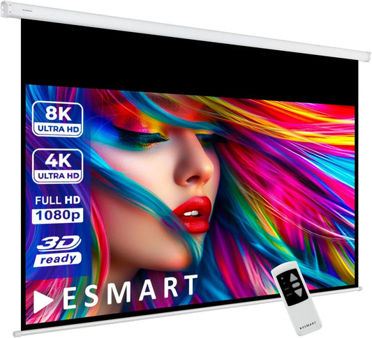 Vidéoprojecteur, 120 pouces, 266 x 149 cm, professionnel, projecteur vidéo, 16:9 Télécommande programmable Écran de Moteur d'écran de Projection de