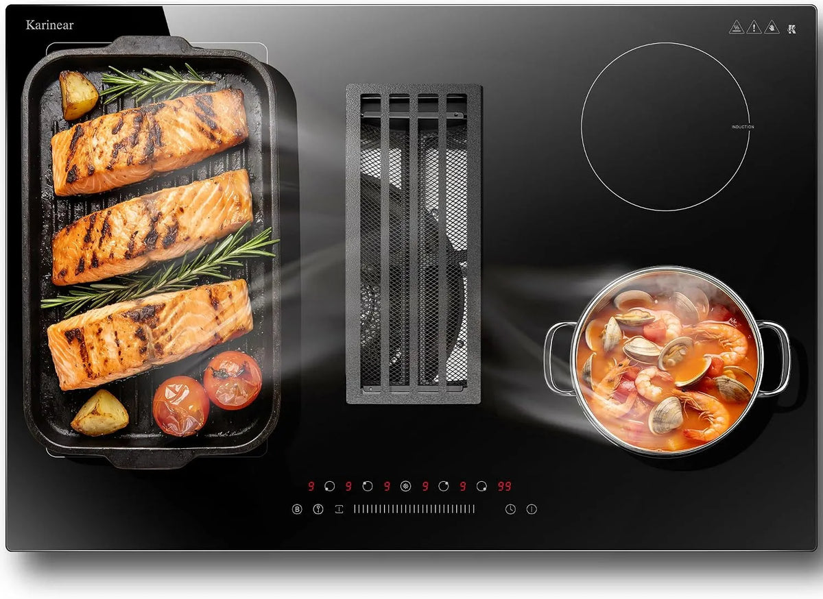 Plaque à induction, 77cm, 4 foyers, 135/6400 W, 220 V, table de cuisson à induction, zone flexible, Boost, tactile, verrouillage, encastrable
