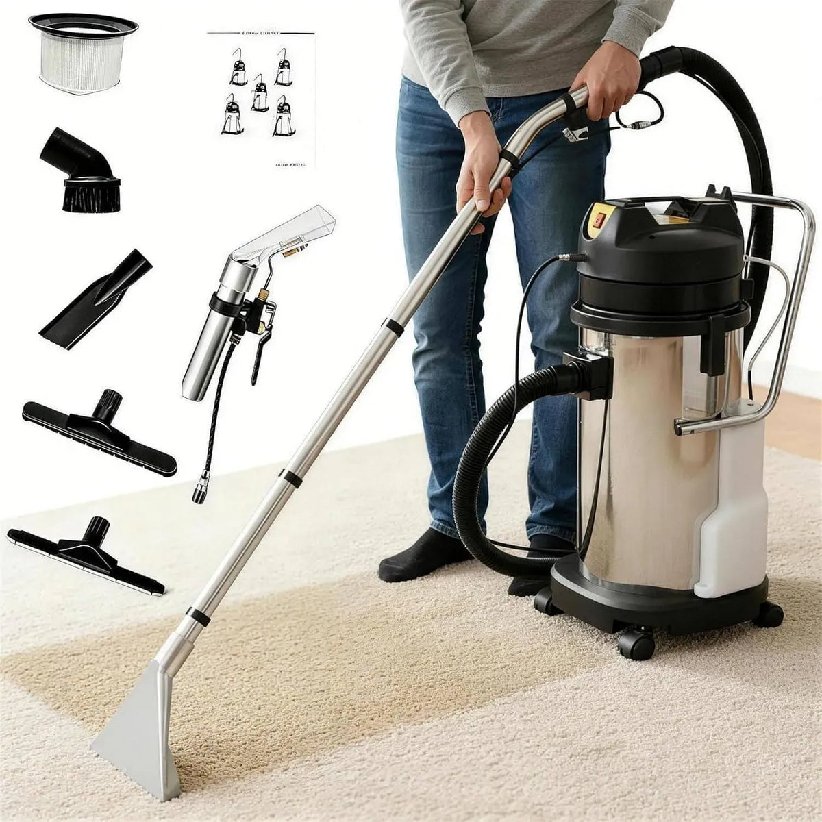 Accessoire pour appareil 3-en-1, 20 L, 1034 W, grand réservoir, professionnel, 230 mbar et Débit d'Air 53 L/s avec Réservoir 10 L