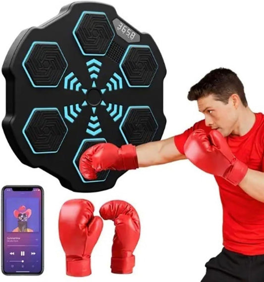 Machine de boxe musicale - montage mural, avec gants de boxe, connexion Bluetooth, format portable