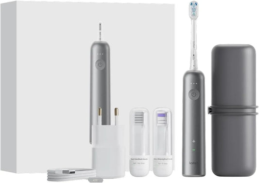 Brosse, brosse à dents rechargeable, gris, Laifen Wave Brosse à Dents Électrique Sonique Coffret avec 3 Têtes