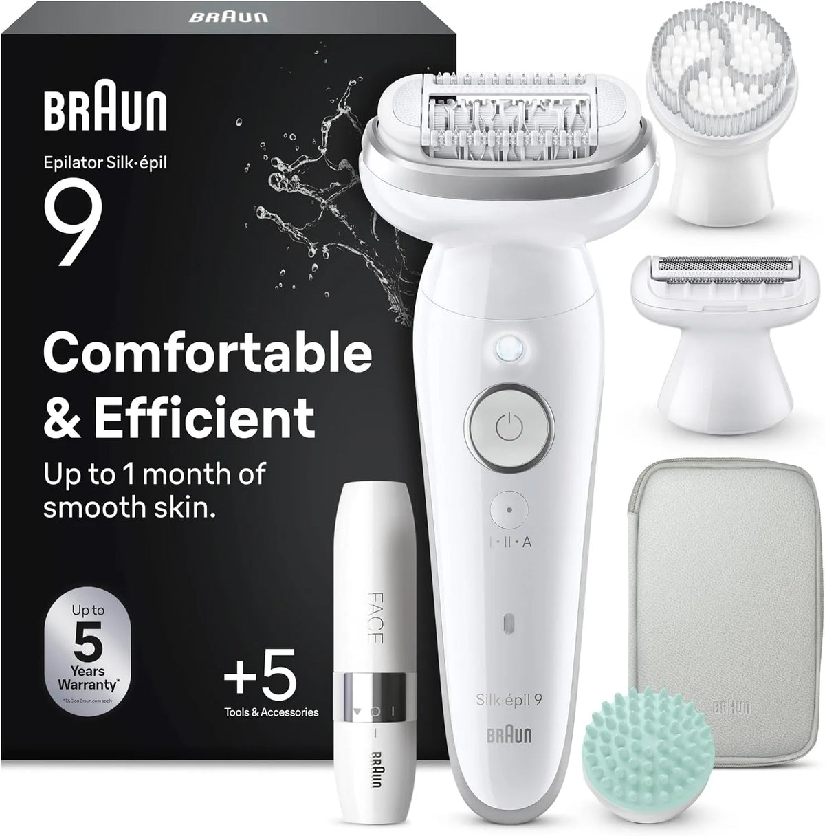 Braun Argent, Epilateur Electrique Femme Silk Epil 9 SkinSpa 9-381