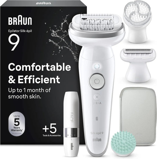 Braun Argent, Epilateur Electrique Femme Silk Epil 9 SkinSpa 9-381