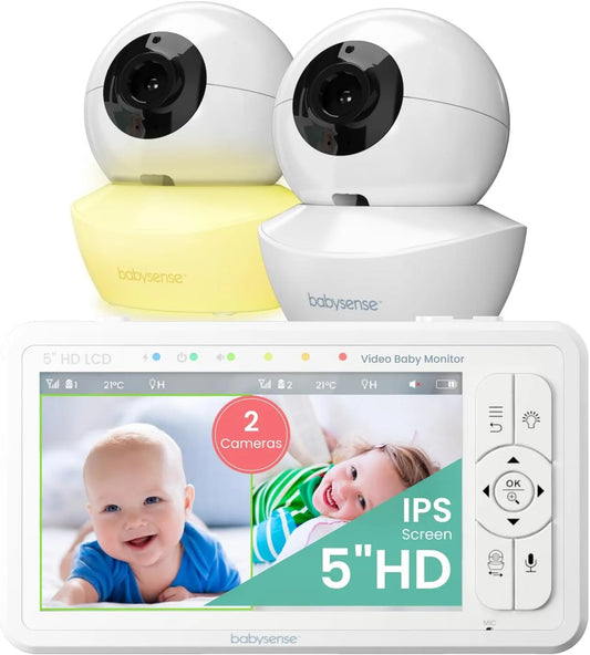 Moniteur 720p, Babyphone avec Écran Divisé 5' et 2 Caméras