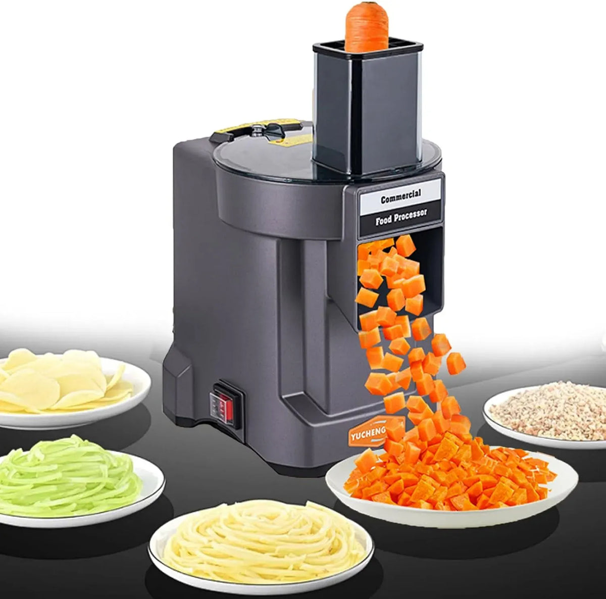 3 en 1 Coupe-Légumes Électrique Coupe Légumes en Cube Électrique équipé de 3 Lames Hachoir à Fruits et Légumes Multifonctionnelle pour Couper en Dés