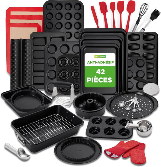 42pcs Set Complet de Pâtisserie, Acier Carbone, pour Idéal pour Pâtisserie & Cuisine Quotidienne, Moules, Outils
